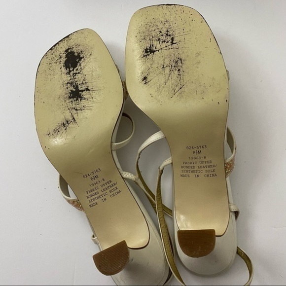 Jacqueline Ferrar • Champagne Cream Glitter Strappy Heels - Picture 8 of 9